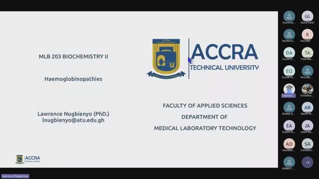 MLB 203 Biochemistry II (Part-Time): Haemoglobinopathies