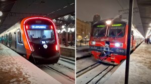 ПОЕЗДА Электрички старая и новая в Москве ЭД4М и Иволга 4.0 Черная Мамба - Жд и поезда зимой