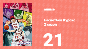 Баскетбол Куроко 2 сезон 21 серия (аниме-сериал, 2014)