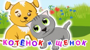 ПЕСЕНКА ПРО СОБАКУ И КОТА. Мультик для Детей про Животных. Веселая Песенка Котенок и Щенок. Детская.