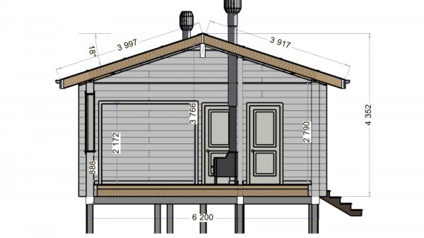 Кд230, одноэтажный дом 6х8м, 44м2