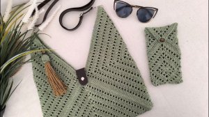 Вяжем модные аксессуары СУМКА И ОЧЕЧНИК КРОШЕ из квадратных мотивов крючком / Подробный МК