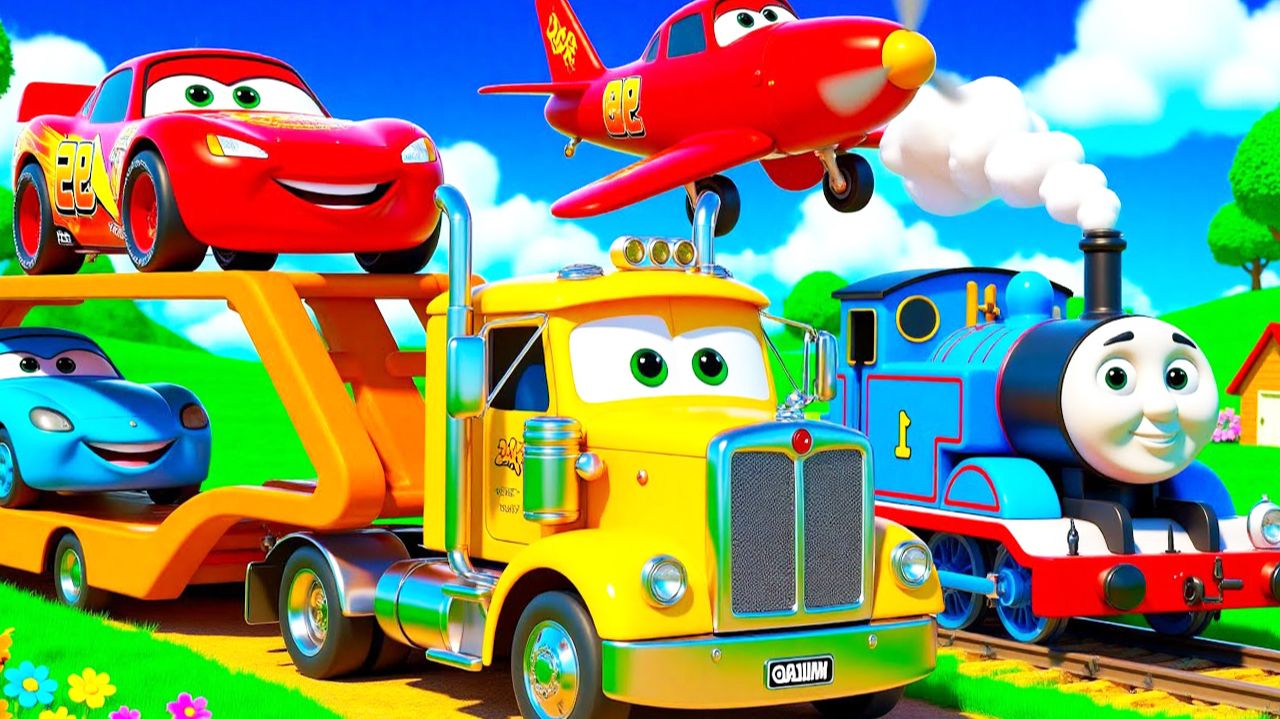 Мультики про машинки. МакКвин и машинки едут по морю вдоль моста. Смотреть онлайн для детей. смотреть онлайн