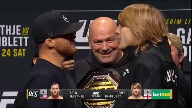 Джастин Гэйджи и Пэдди Пимблетт — вторая битва взглядов перед UFC 324. смотреть онлайн