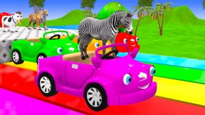 😹Красивая мультяшная зебра едет верхом на машине🔥