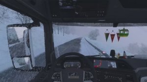 HDR10 4K Euro Truck Simulator 2 TruckersMP Симулятор MAN в Экстримальных условиях Зимнее утро туман.