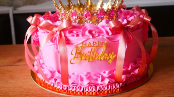 Торт для ДЕВОЧКИ с КОРОНОЙ торт РОЗОВЫЙ с БАНТИКАМИ
