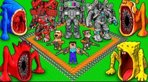 БАЗА ВЫЖИВАНИЯ МОНСТРОВ МОРЯ против БОССОВ ТИТАНОВ и УЛУЧШЁННОГО ТЕЛЕВИЗОРА в анимации MINECRAFT