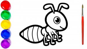Мультик раскраска для детей Муравей. Как нарисовать рисунок муравей