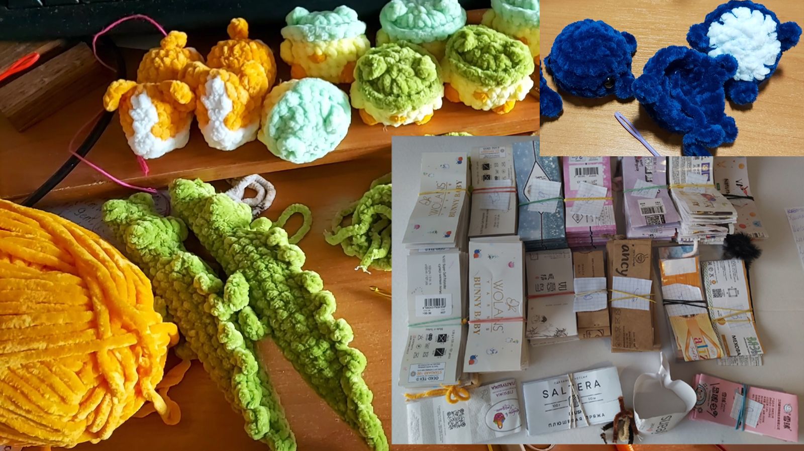 Сколько извязала за прошлый год. Вяжу потихоньку к ярмарке. Пряжа красится))) смотреть онлайн