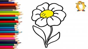 Мультик - раскраска для детей ЦВЕТОК. Учимся как рисовать ЦВЕТОЧЕК  // ОБУЧАШКА ТВ