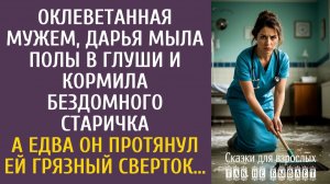 Оклеветанная мужем, Дарья мыла полы в глуши и кормила бездомного старичка… А едва он протянул ей…