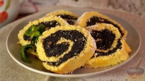 БИСКВИТНЫЙ РУЛЕТ С МАКОМ И ОРЕХАМИ