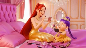 Малышка Руми учиться макияжу у мамы.