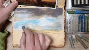 Пейзаж масляной пастелью