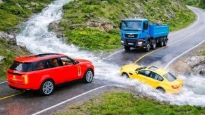 Автомобили против быстро текущей реки Челлендж #5 в BeamNG Driv