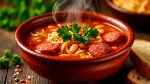 ЗА УШИ НЕ ОТТАЩИШЬ! Наваристый суп с фасолью и колбасками за 20 минут. Суп с охотничьими колбасками