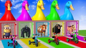 Long Slide Game With Cow Elephant Gorilla Hippopotamus Tiger - 3d Animal Game - Funny 3d Animals-20