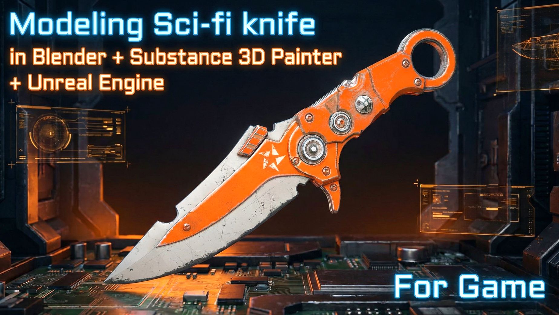 Создание Sci-fi ножа для игр в Blender.