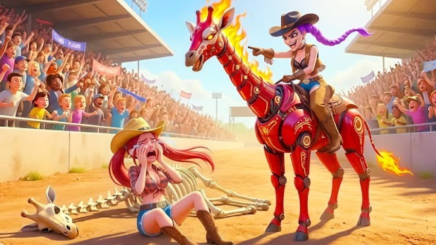 Руми побеждает в гонках на жирафе. Охотники на демонов. смотреть онлайн