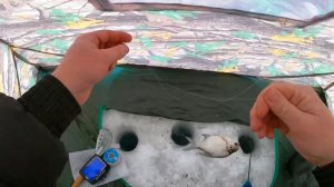 Зимняя рыбалка на городском пляже.