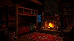 Спокойный сон в уютном зимнем бревенчатом домике – потрескивание камина, атмосфера метели