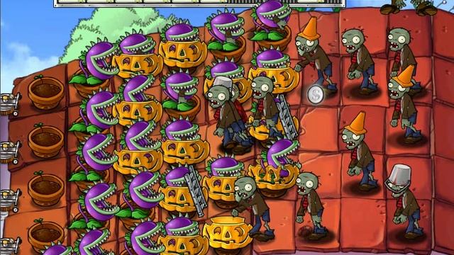 Растения пожирают зомби на крыше. смотреть онлайн