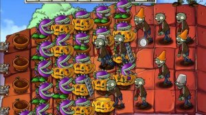 Растения  пожирают зомби на крыше.