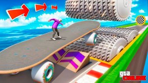 СМОЖЕТ ЛИ ГИГАНТСКИЙ СКЕЙТБОРД ПЕРЕПРЫГНУТЬ ОГРОМНУЮ МЯСОРУБКУ В GTA 5? ЭКСПЕРИМЕНТЫ ГТА 5