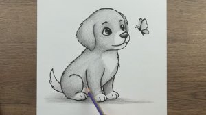 Как нарисовать милую собаку с бабочкой карандашом пошаговый рисунок