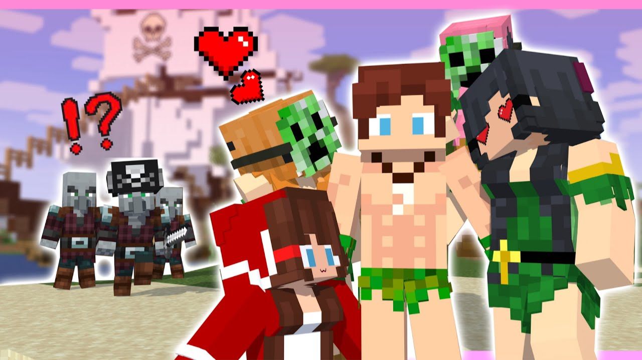 Джей Джей оказался в ловушке на необитаемом острове! – Анимация для Майнкрафта смотреть онлайн