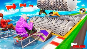 СМОЖЕМ ЛИ НА САНКАХ ПЕРЕПРЫГНУТЬ ОГРОМНУЮ МЯСОРУБКУ В GTA 5? ЧОКНУТЫЕ ТАЧКИ - 3! ЭКСПЕРИМЕНТЫ ГТА 5