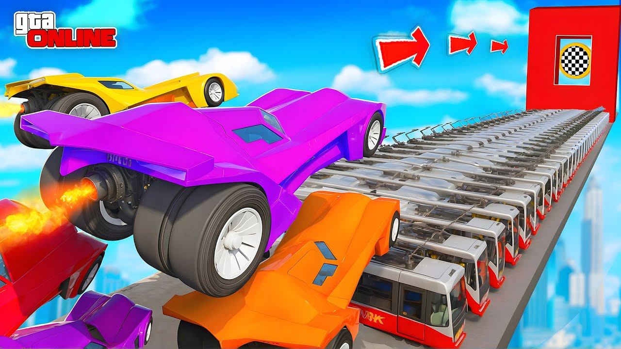 КТО ПЕРВЫЙ ПЕРЕЛЕТИТ 100 ТРАМВАЕВ В СКИЛЛ ТЕСТЕ? СУМАСШЕДШИЙ СКИЛЛ-ТЕСТ | ПАРКУР В ГТА 5 ОНЛАЙН смотреть онлайн