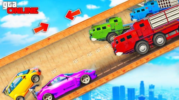 СУПЕРКАРЫ ПРОТИВ БРООНЕВИКОВ В УЗКОМ ТУННЕЛЕ! СТЕНКА НА СТЕНКУ В ГТА 5 ОНЛАЙН