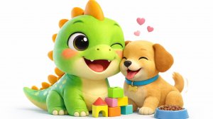 УЧИМ ЖИВОТНЫХ - Динозаврик Тоша - Песенки мультики для малышей