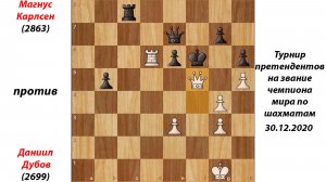 Магнус Карлсен против  Даниила Дубова. Турнир претендентов (чемпионат мира по шахматам) 30.12.2020.