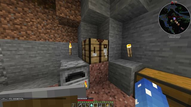 выживание  с модом на мини карту с телетортом