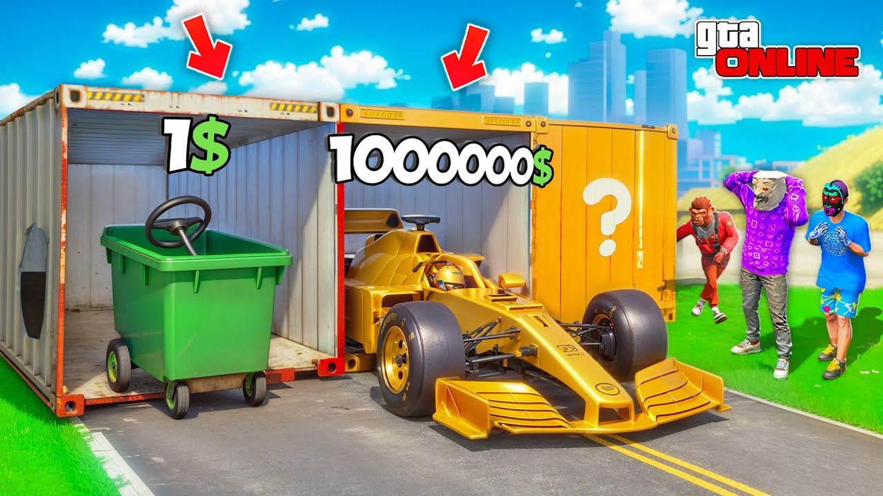 ВЫБЕРИ КОНТЕЙНЕР БОМЖА ИЛИ БОГАЧА! МУСОРКА ИЛИ ФОРМУЛА-1? БИТВА ЗА КОНТЕЙНЕРЫ В ГТА 5 ОНЛАЙН смотреть онлайн