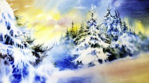 Зима в акварелях художника Альфия Сафи