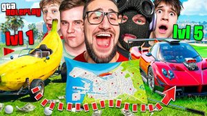 30 МАШИН С УРОВНЕМ СПРЯТАНЫ В ГОРОДЕ! 1% ШАНС ДОБРАТЬСЯ ДО 6 LVL! НАЙДИ АВТО ЗА 10 МИН! (GTA 5 RP)