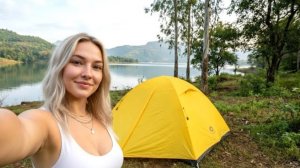 Соло поход на озеро ,поиск съедобных растений и приготовление пищи. ИИ видео.