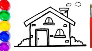 Мультик раскраска для детей и малышей. Как нарисовать рисунок домик