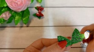 МК. Простой бантик для собачки из глитерного фомирана.