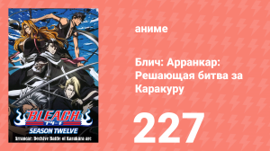 Блич: Арранкар: Решающая битва за Каракуру 227 серия (аниме-сериал, 2004)