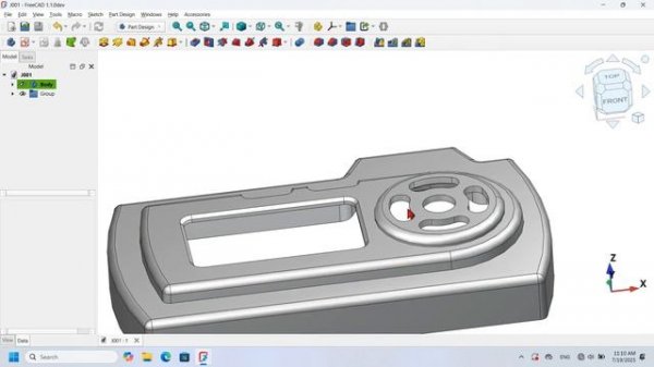 Упражнение 3 по 3D-моделированию в FreeCAD 1.1 Упражнение 3 по созданию эскиза дизайна детали