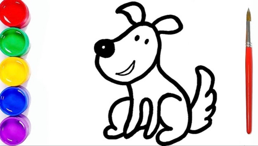 Мультик раскраска для детей и малышей. Как нарисовать рисунок собака смотреть онлайн