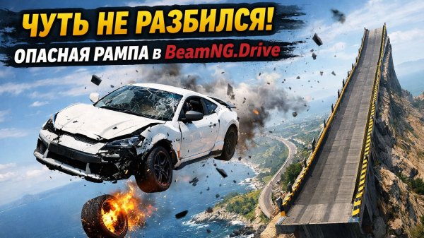 ЧУТЬ НЕ РАЗБИЛСЯ! ОПАСНАЯ РАМПА В BeamNG.Drive