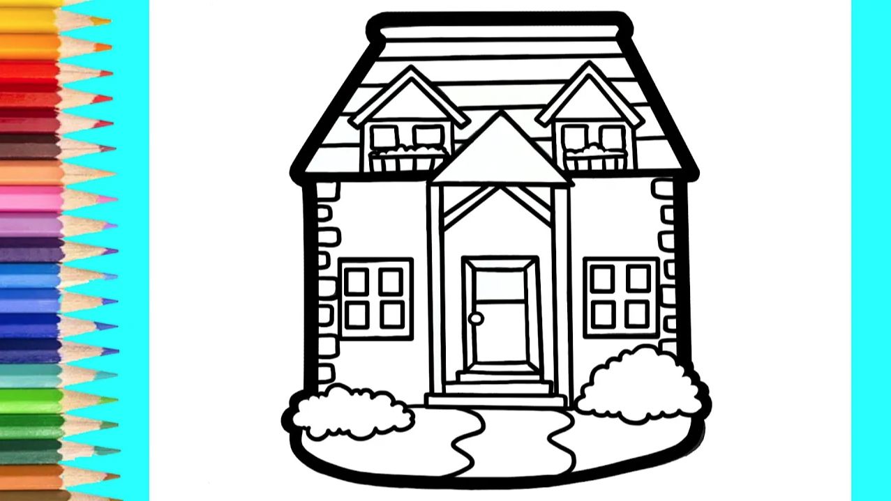 Мультик - раскраска для детей ДОМ. Учимся как рисовать ДОМИК. смотреть онлайн