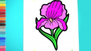 Мультик - раскраска для детей ЦВЕТОК. Учимся как рисовать ЦВЕТОК с детьми