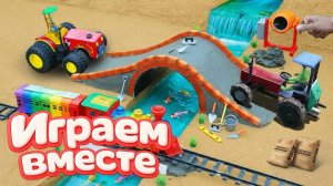 МОНСТР СЛОМАЛ МОСТ ! СТРОИМ БЕТОННУЮ ПЕРЕПРАВУ ДЛЯ МАШИНОК 🌉 ИГРУШКИ МУЛЬТИКИ ДЛЯ ДЕТЕЙ 🌉